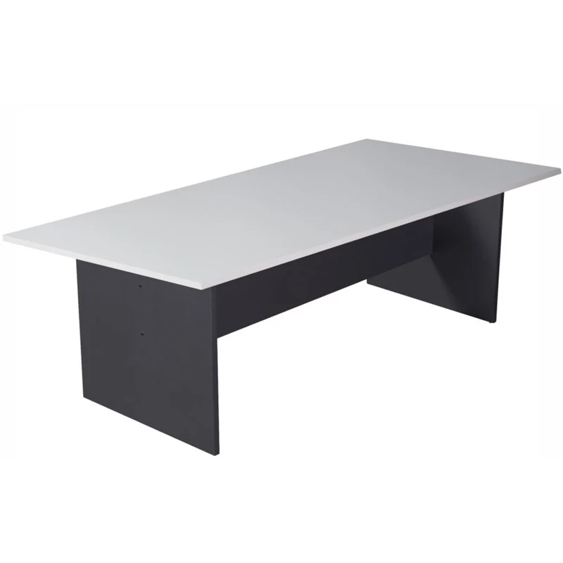 Rapidline Rectangle Boardroom Table 2400W x 1200D x 730mmH White and Ironstone Base