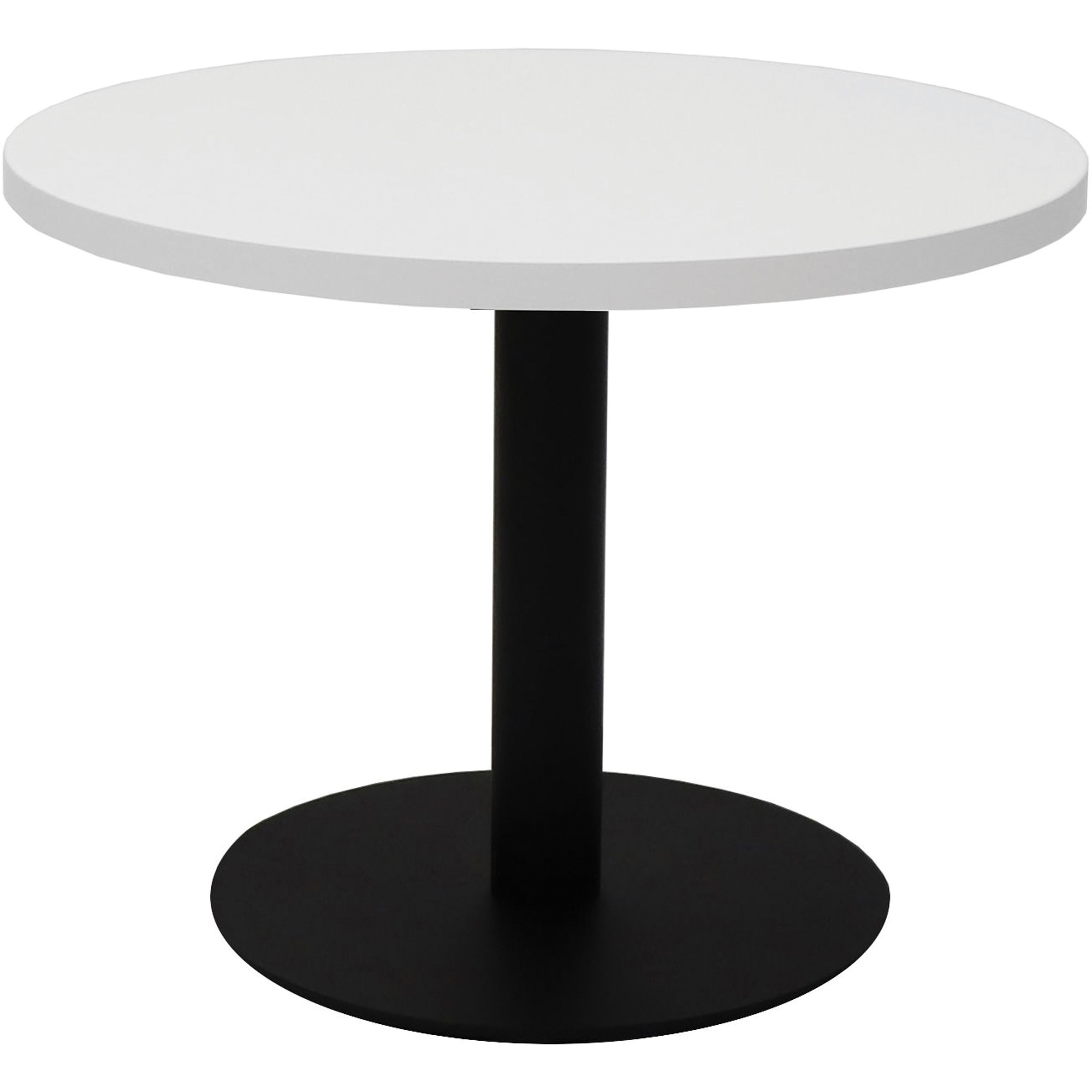 Rapidline Estillo Disc Base Round Coffee Table 600D x 450mmH White Top Black Base