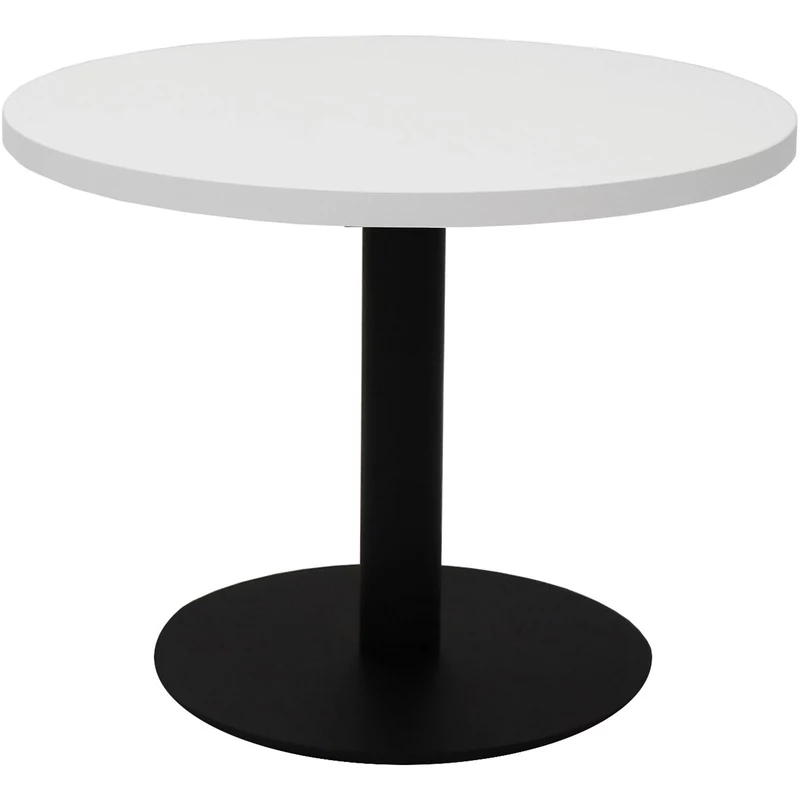 Rapidline Estillo Disc Base Round Coffee Table 600D x 450mmH White Top Black Base