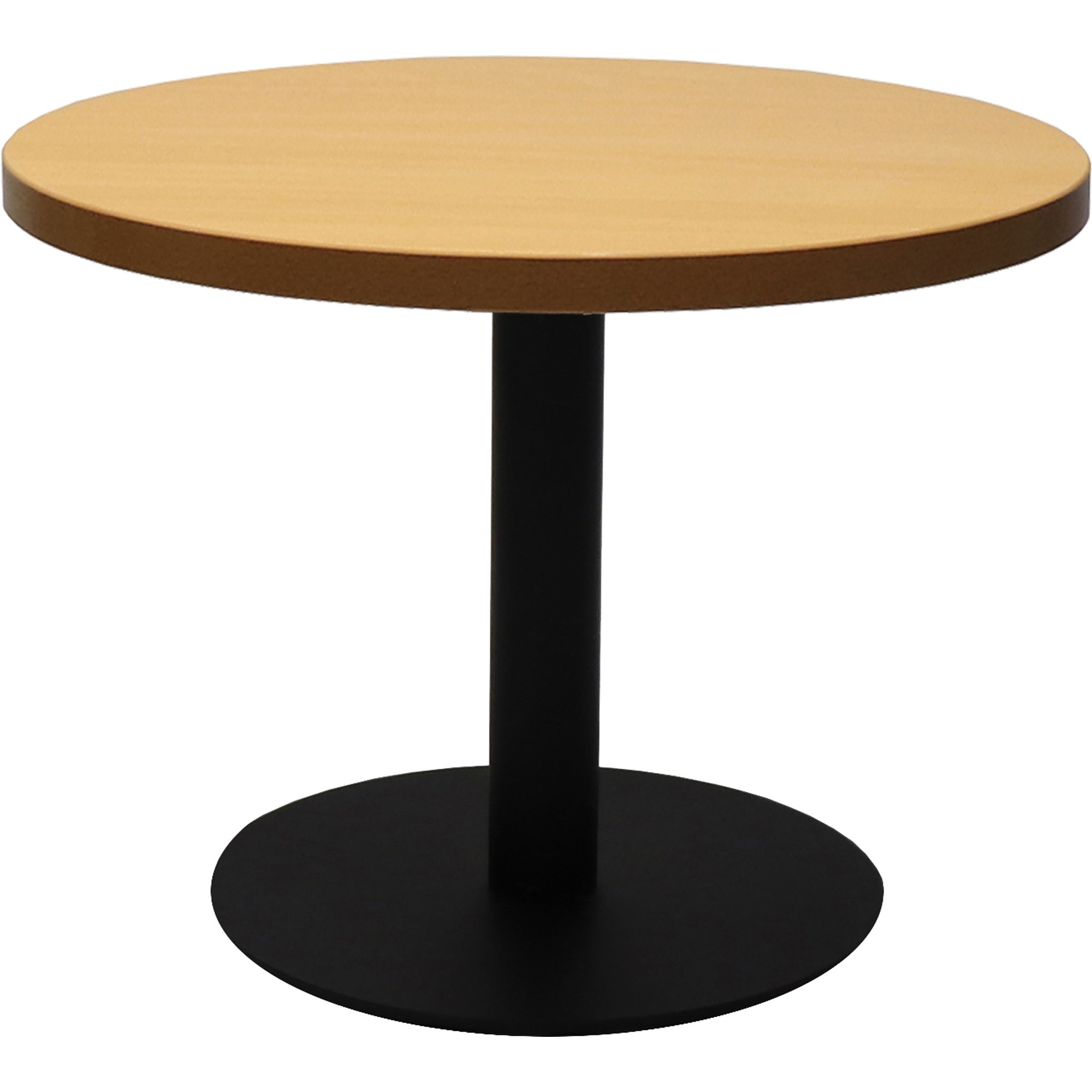 Rapidline Estillo Disc Base Round Coffee Table 600D x 450mmH Beech Top Black Base