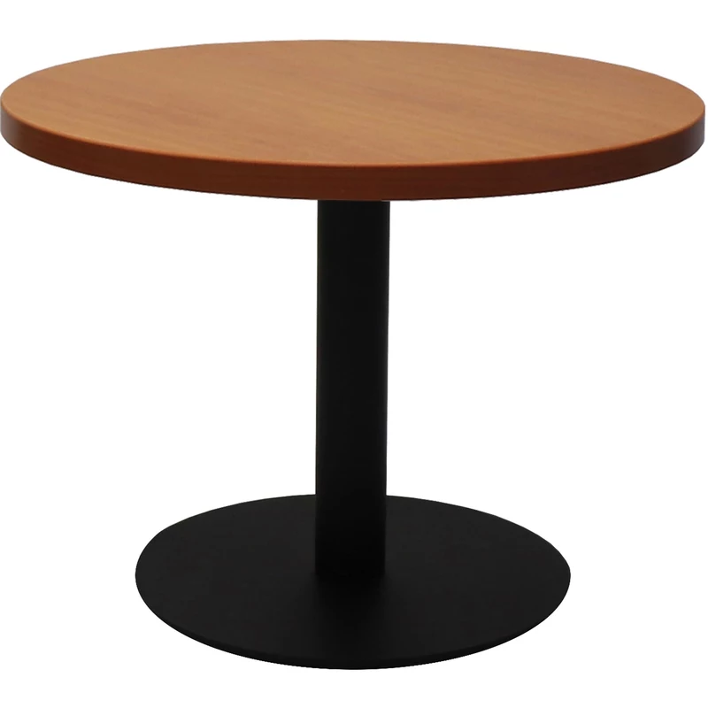 Rapidline Estillo Disc Base Round Coffee Table 600D x 450mmH Cherry Top Black Base