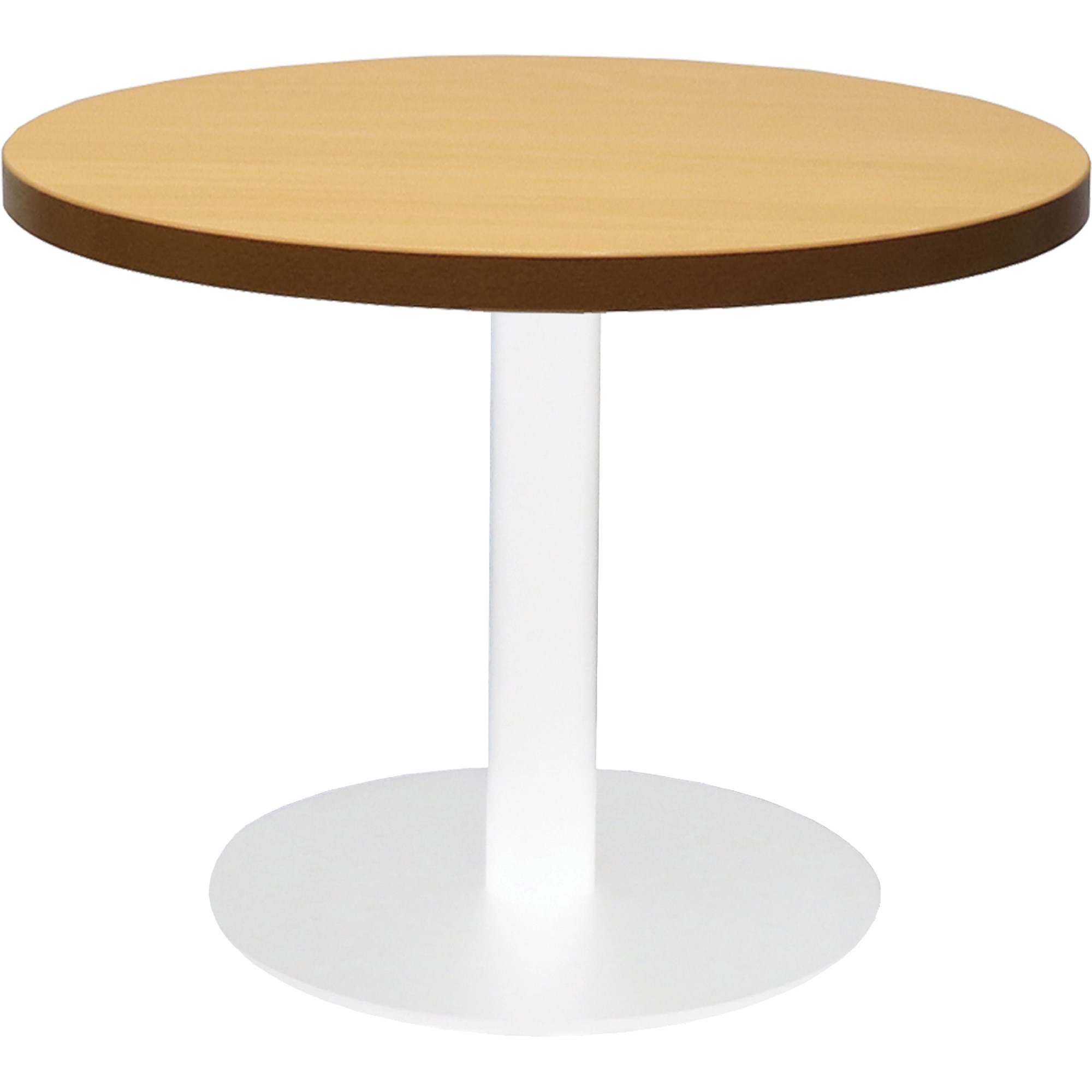 Rapidline Estillo Disc Base Round Coffee Table 600D x 450mmH Beech Top White Base