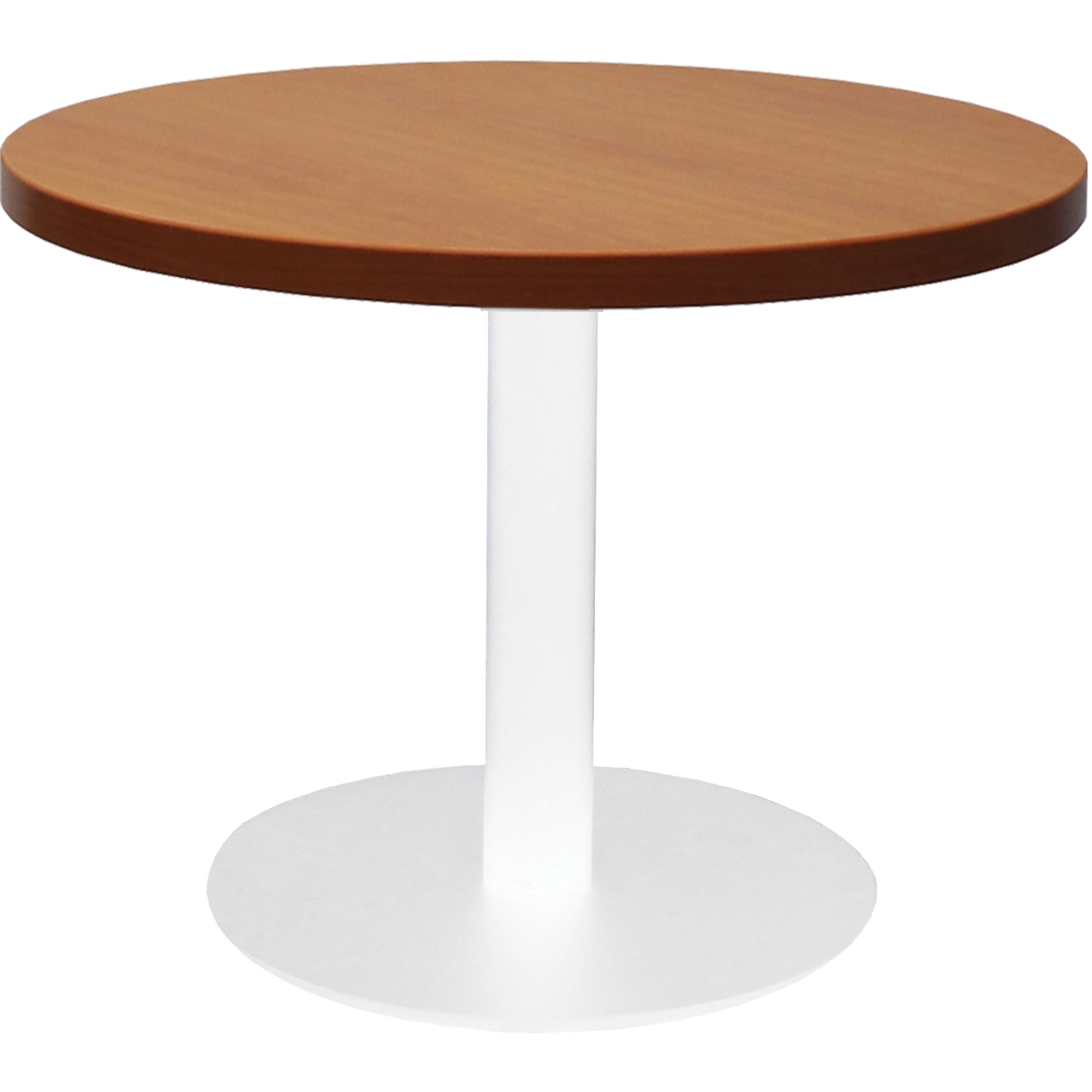 Rapidline Estillo Disc Base Round Coffee Table 600D x 450mmH Cherry Top White Base