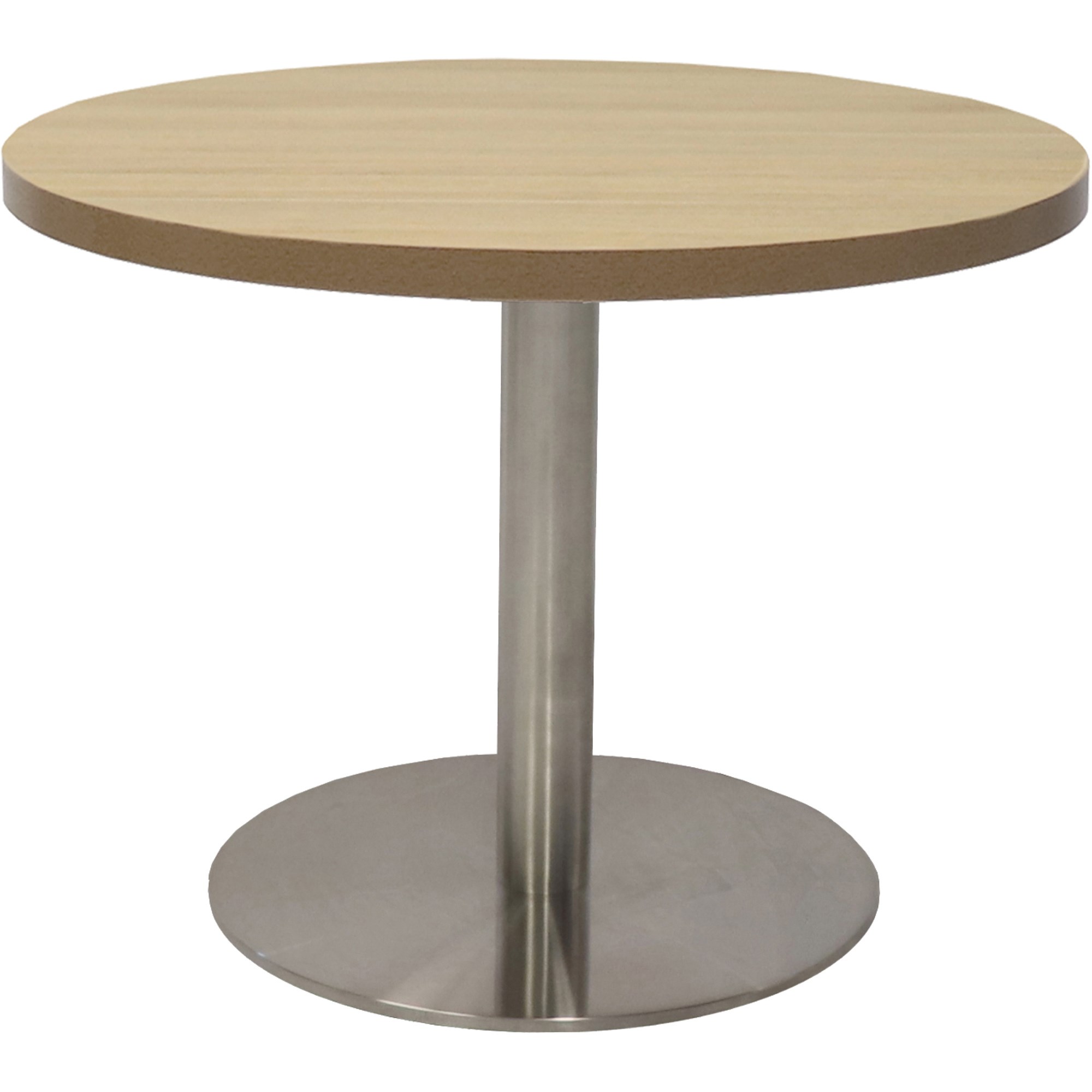 Rapidline Estillo Disc Base Round Coffee Table 600D x 450mmH Oak Silver Base