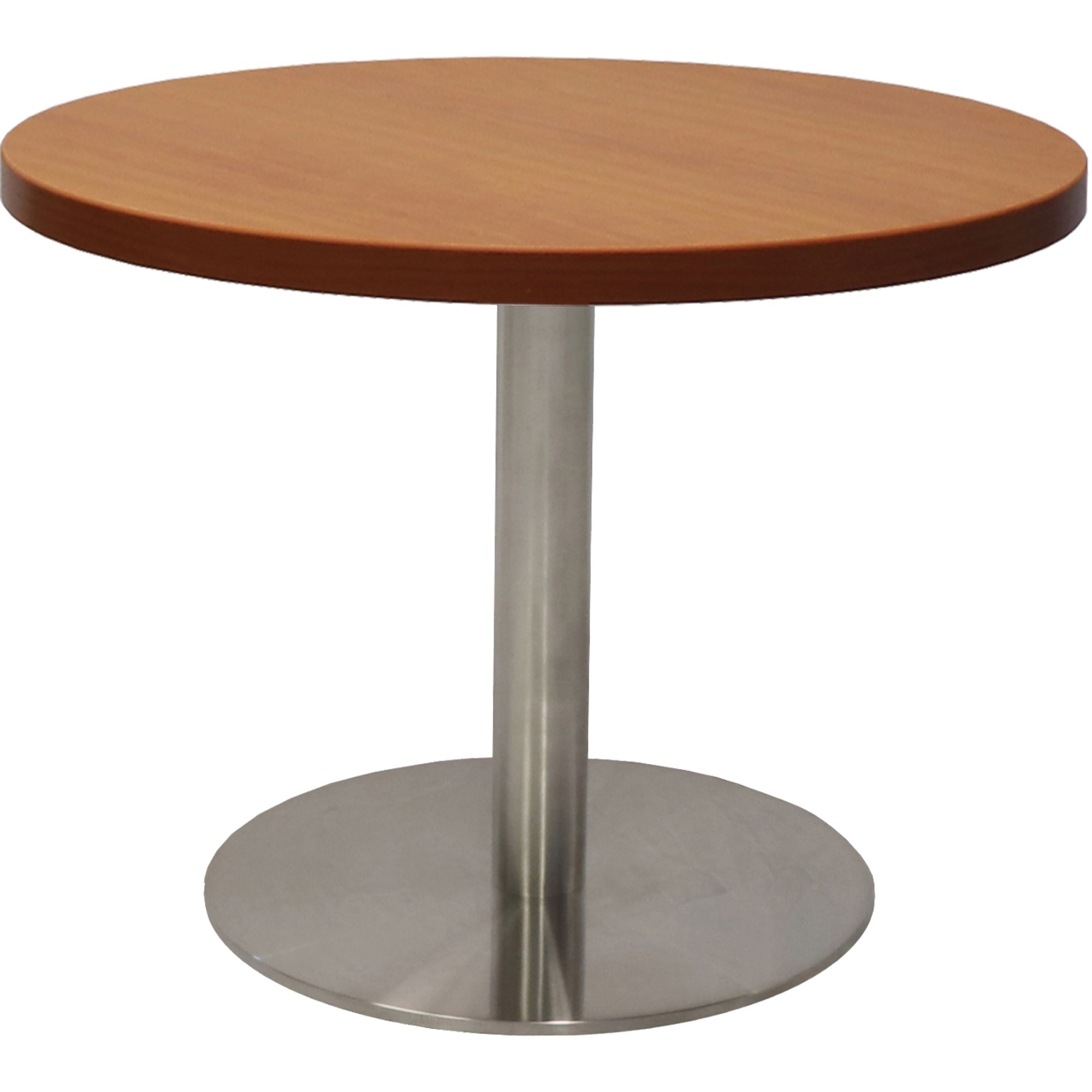Rapidline Estillo Disc Base Round Coffee Table 600D x 450mmH Cherry Top Silver Base