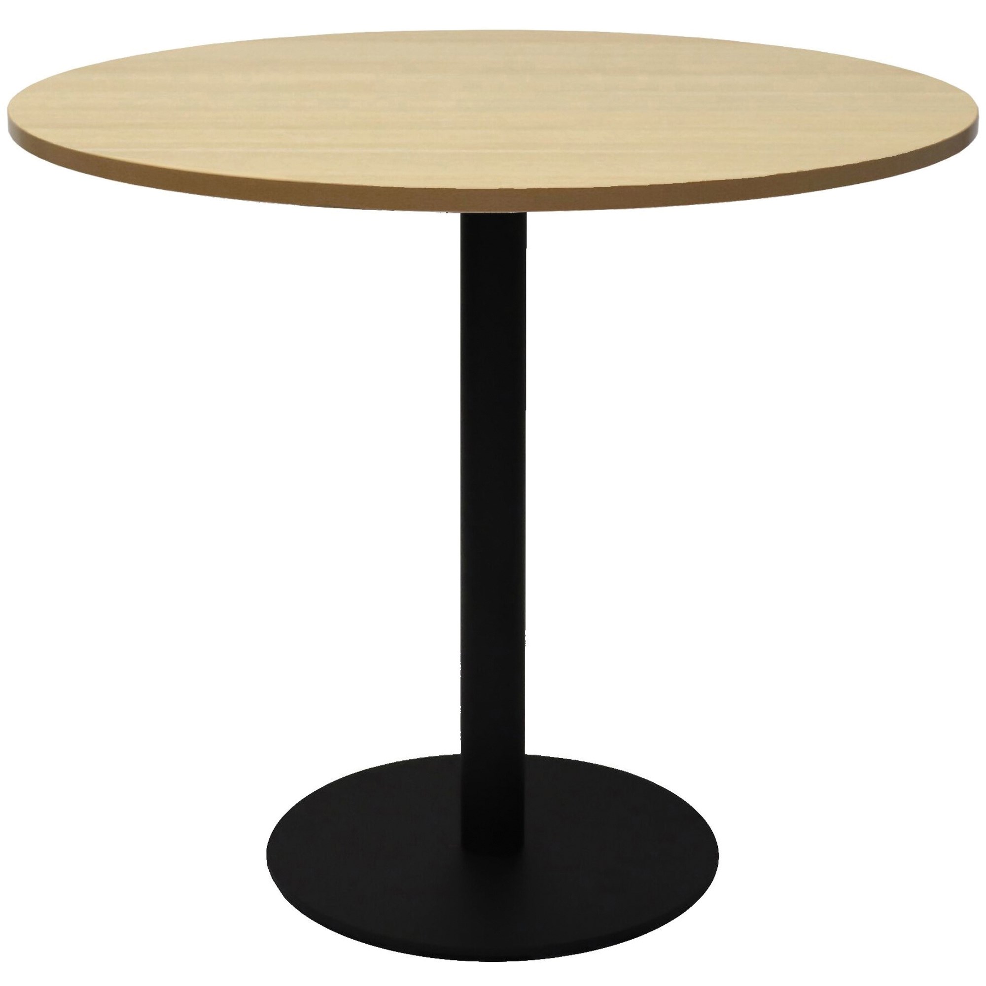 Rapidline Estillo Disc Base Round Table 900D x 755mmH Oak Top Black Base