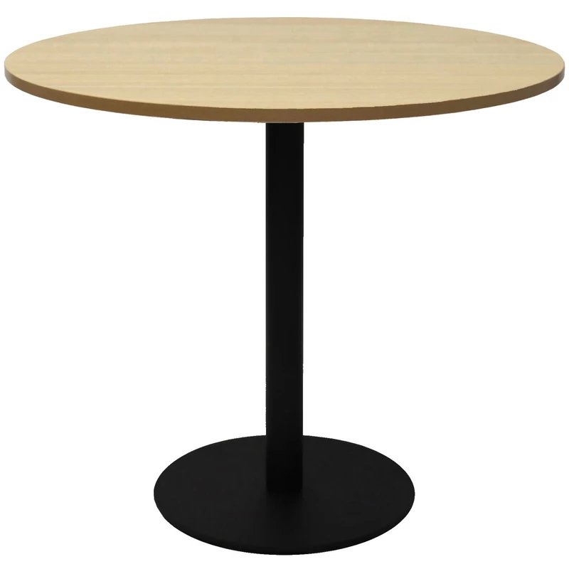 Rapidline Estillo Disc Base Round Table 900D x 755mmH Oak Top Black Base