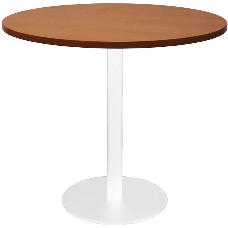 Rapidline Estillo Disc Base Round Table 900D x 755mmH Cherry Top White Base
