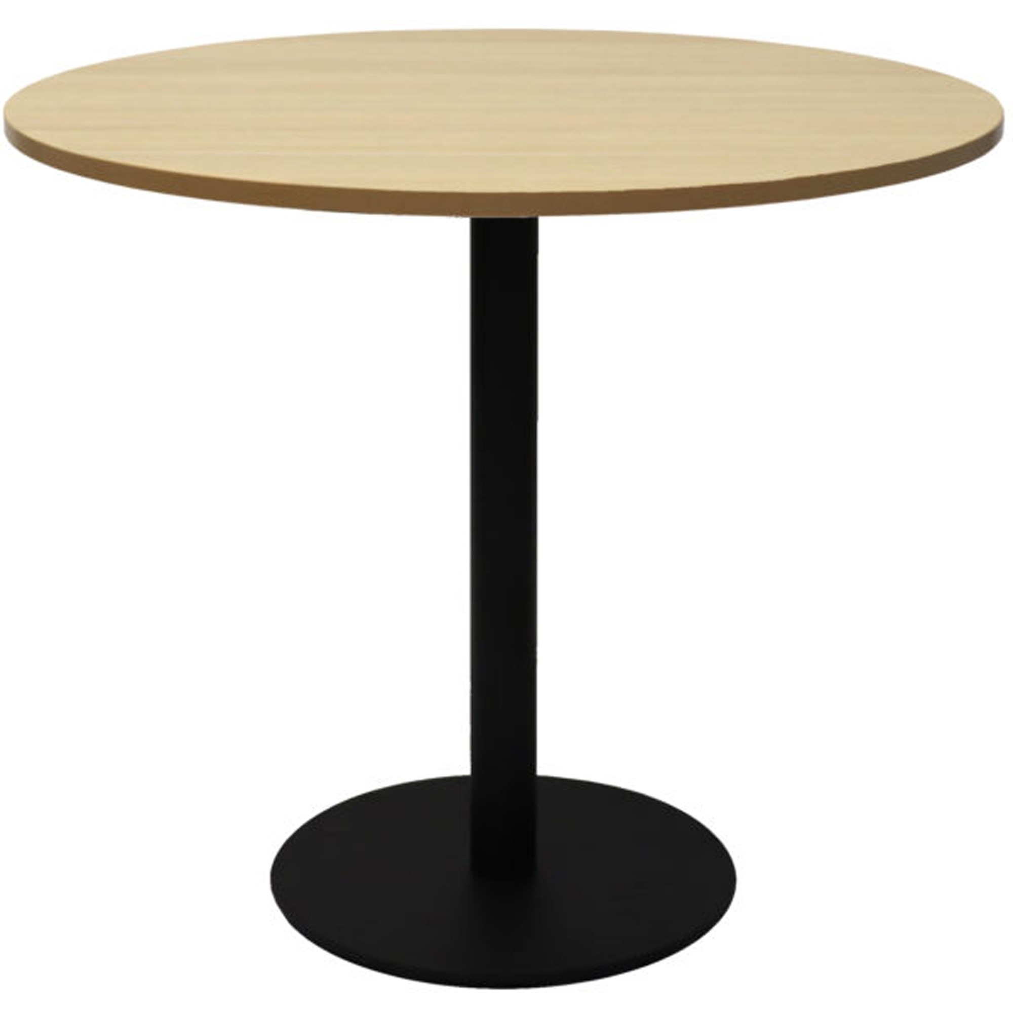 Rapidline Estillo Disc Base Round Table 1200D x 755mmH Oak Top Black Base