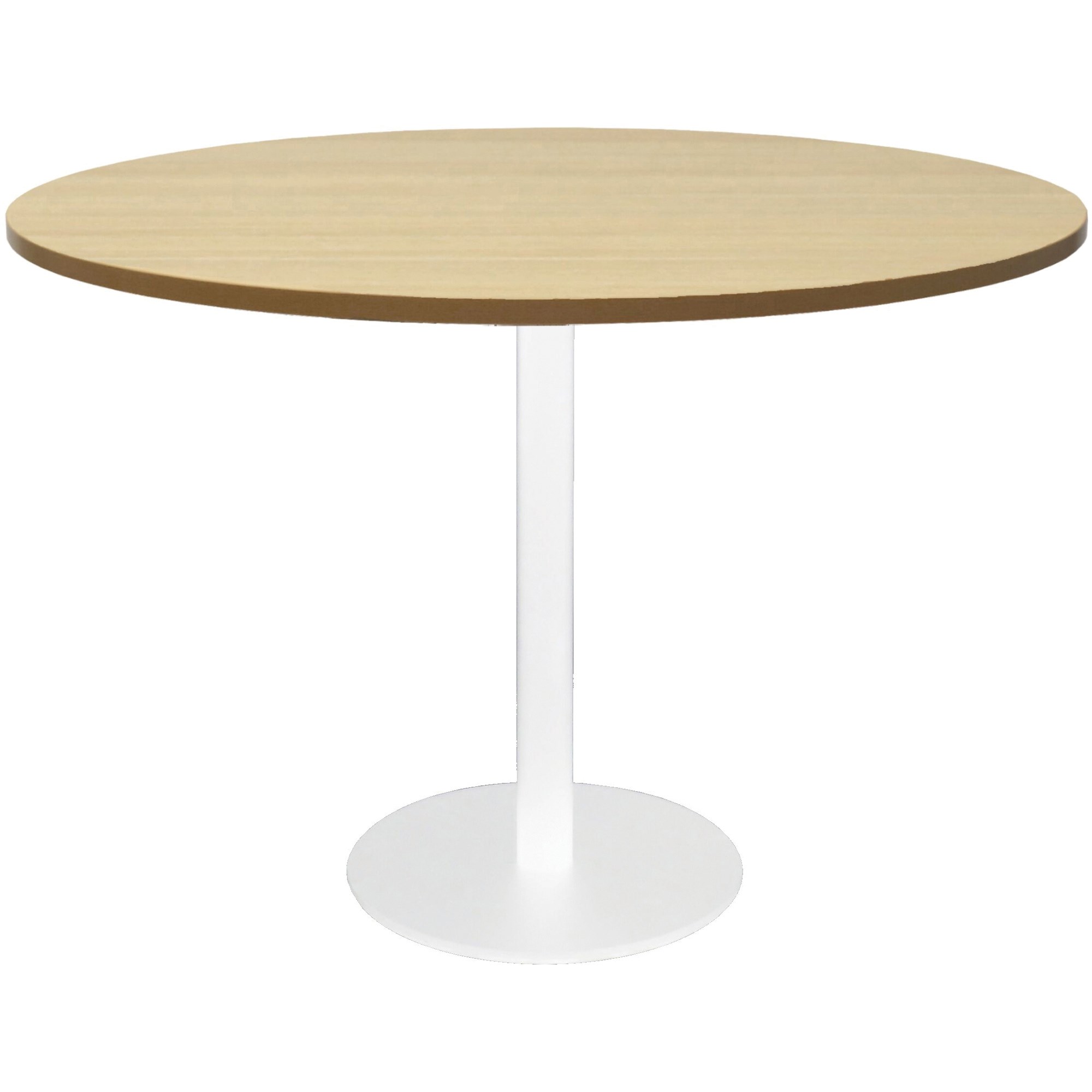 Rapidline Estillo Disc Base Round Table 1200D x 755mmH Oak Top White Base