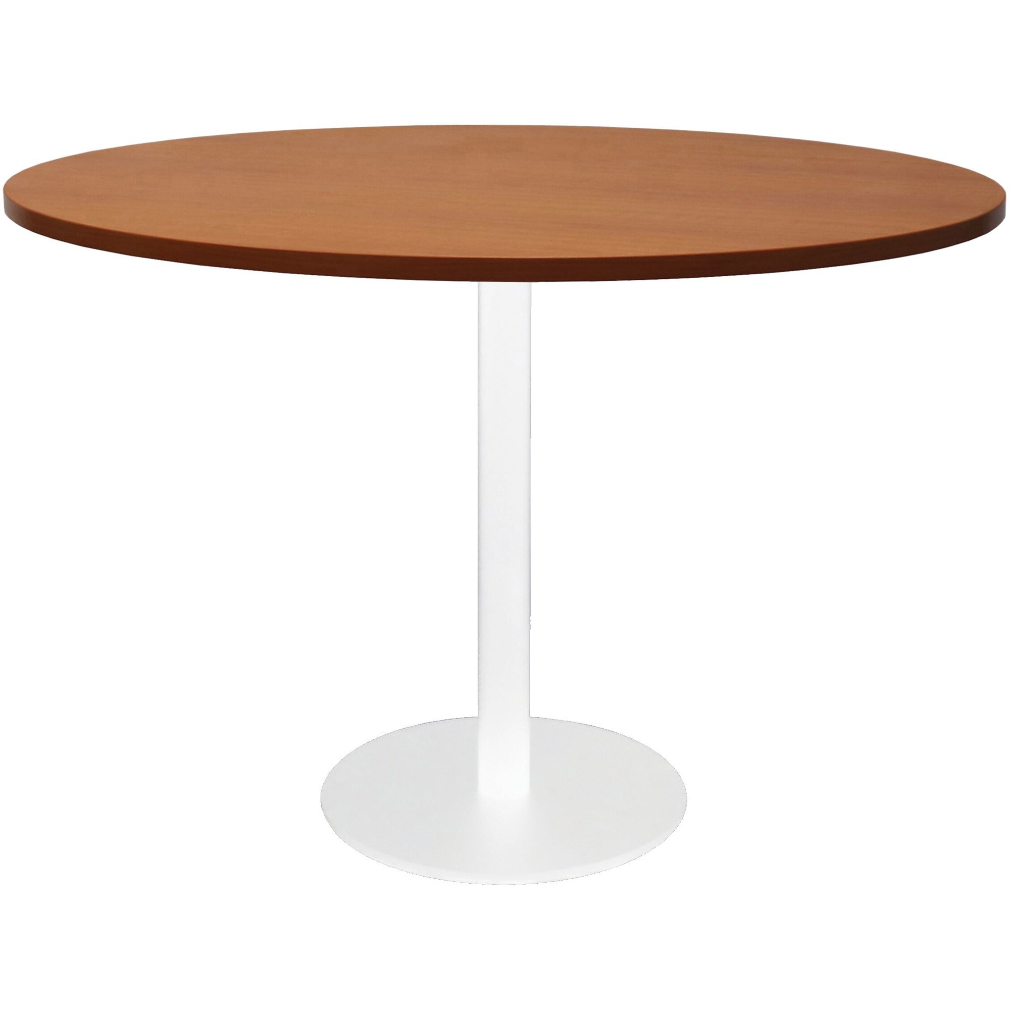 Rapidline Estillo Disc Base Round Table 1200D x 755mmH Cherry Top White Base