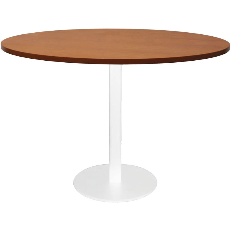 Rapidline Estillo Disc Base Round Table 1200D x 755mmH Cherry Top White Base