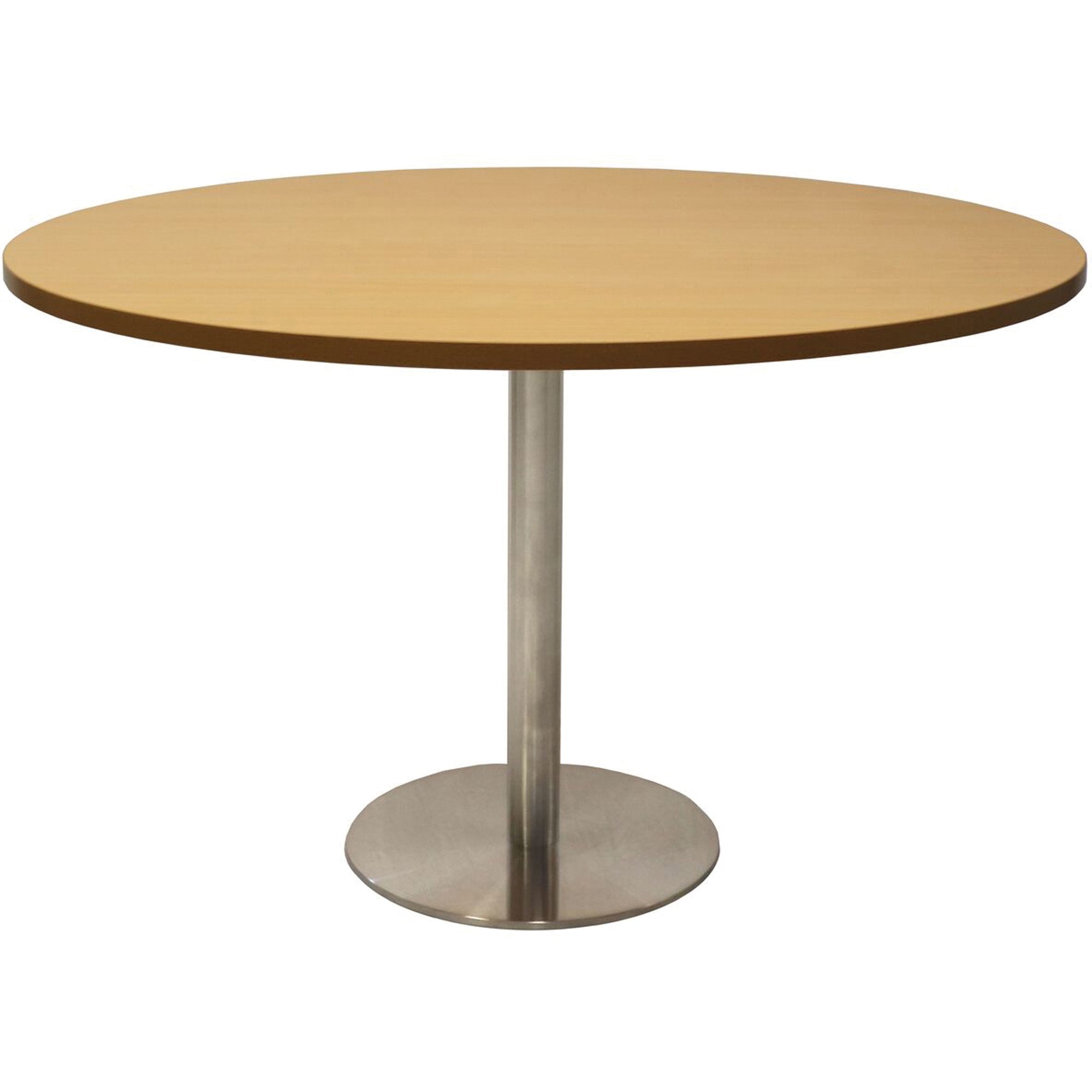Rapidline Estillo Disc Base Round Table 1200D x 755mmH Oak Top Silver Base