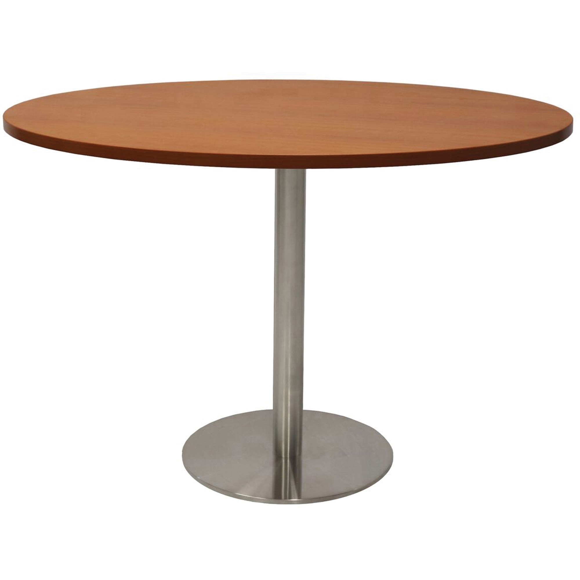 Rapidline Estillo Disc Base Round Table 1200D x 755mmH Cherry Top Silver Base