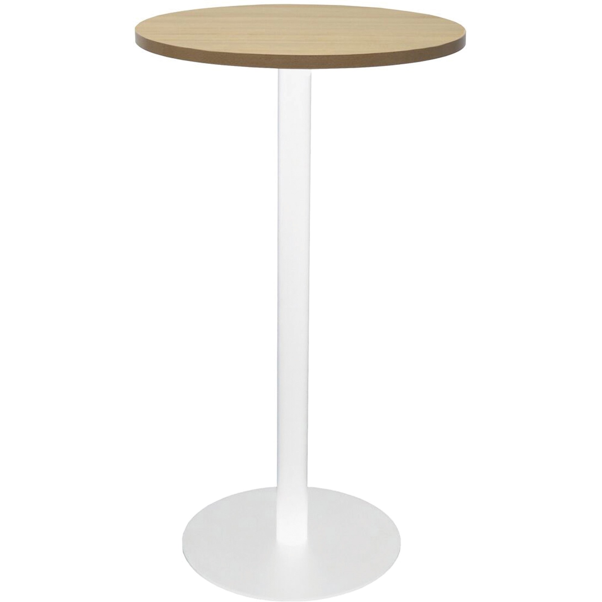 Rapidline Disc Base Dry Bar Table 600D x 1085mmH Oak Top White Base