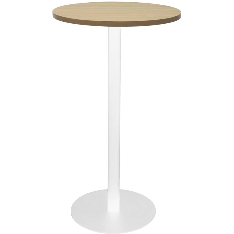 Rapidline Disc Base Dry Bar Table 600D x 1085mmH Oak Top White Base