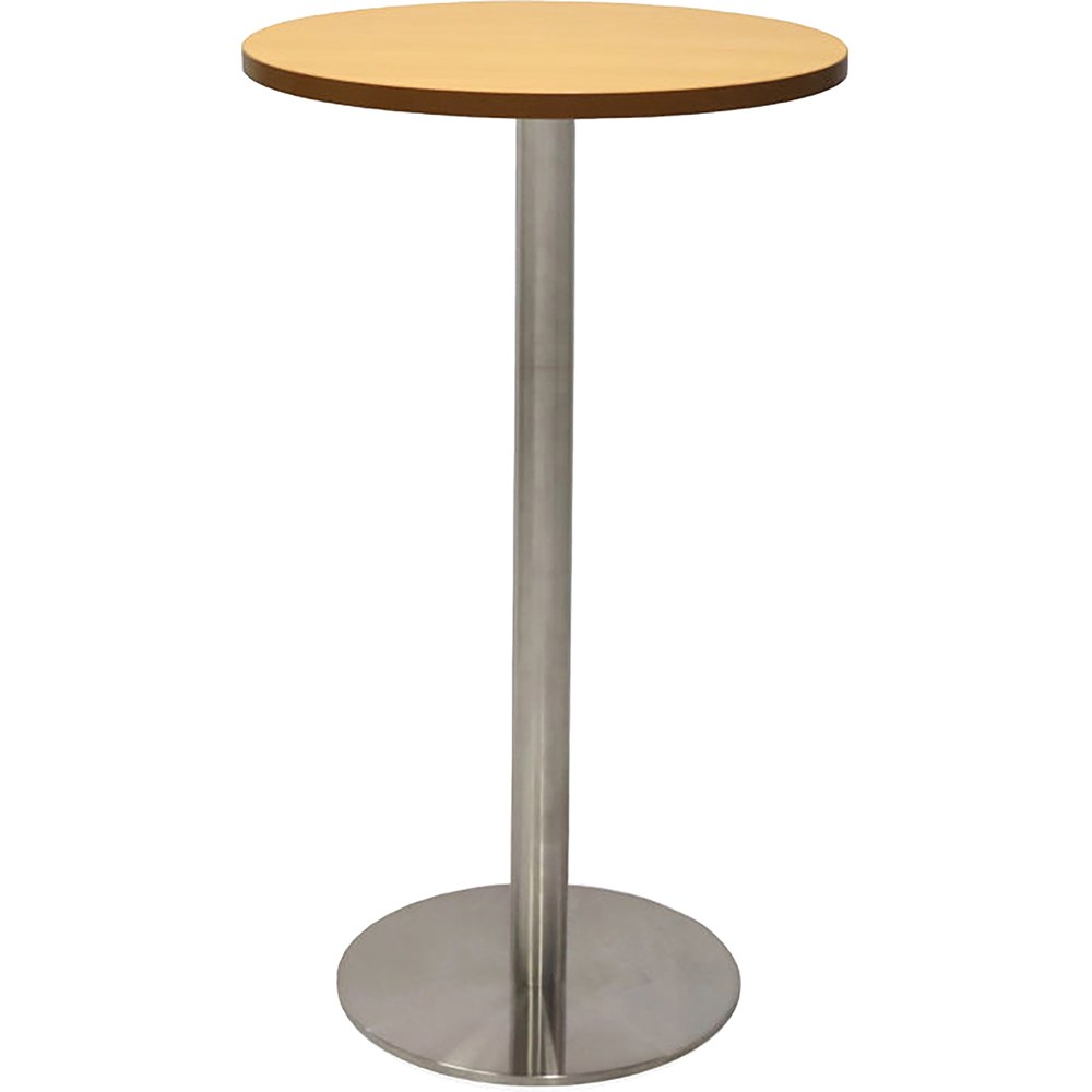 Rapidline Disc Base Dry Bar Table 600D x 1085mmH Beech Top Silver Base