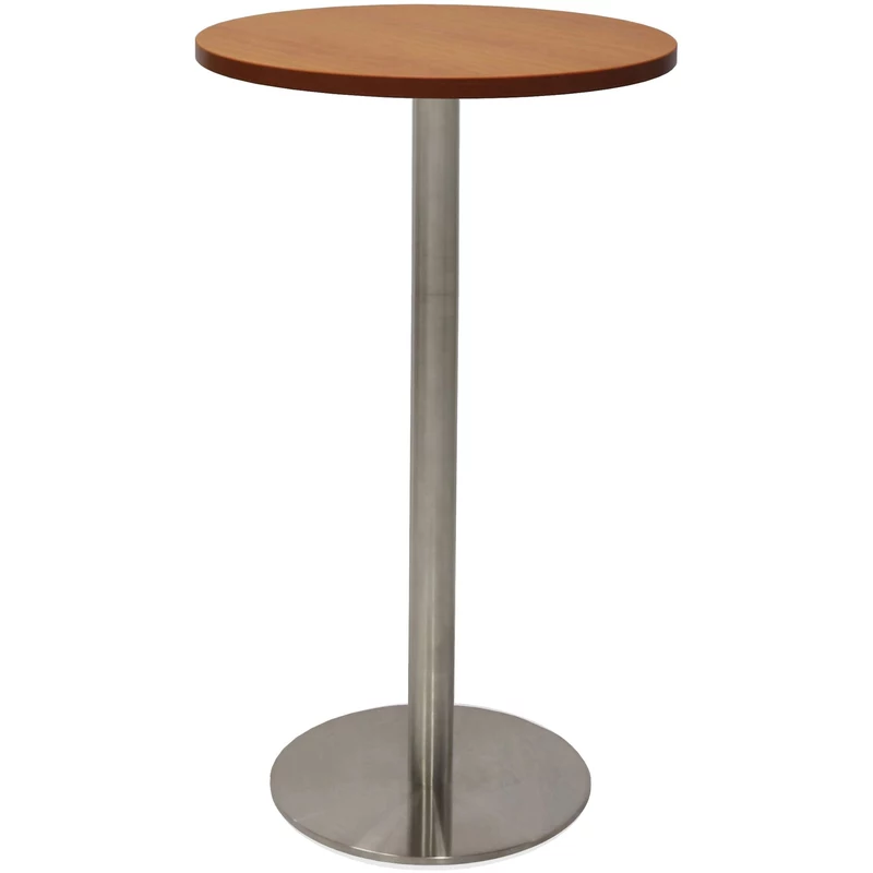 Rapidline Disc Base Dry Bar Table 600D x 1085mmH Cherry Top Silver Base