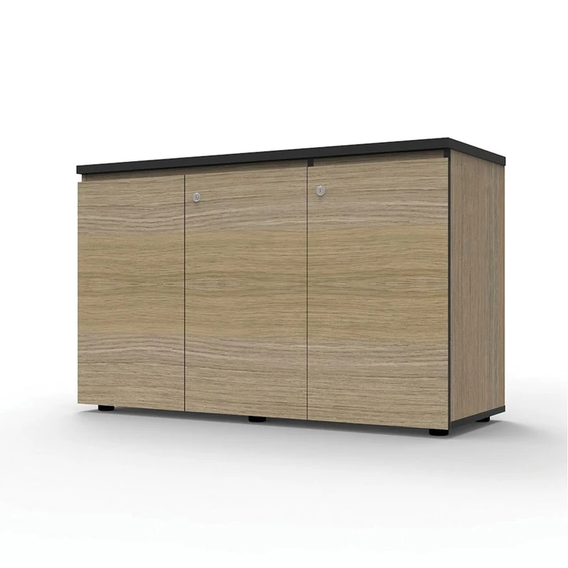 Rapidline Infinity Swing 3 Door Cupboard 1500W x 450D x 730mmH Oak With Black Edge