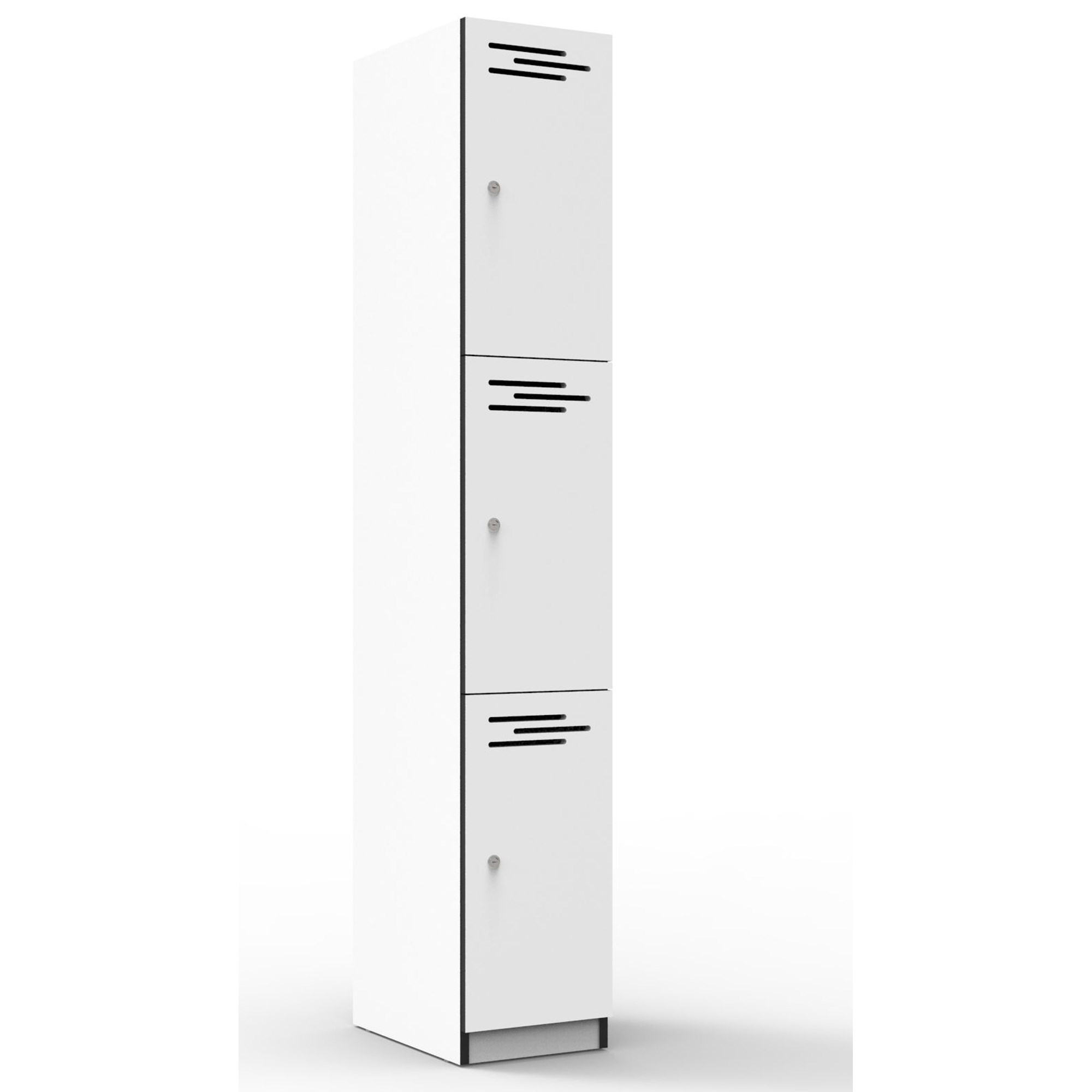 Rapidline Infinity Melamine 3 Door Locker 305Wx455Dx1850mmH  White with Black Edging