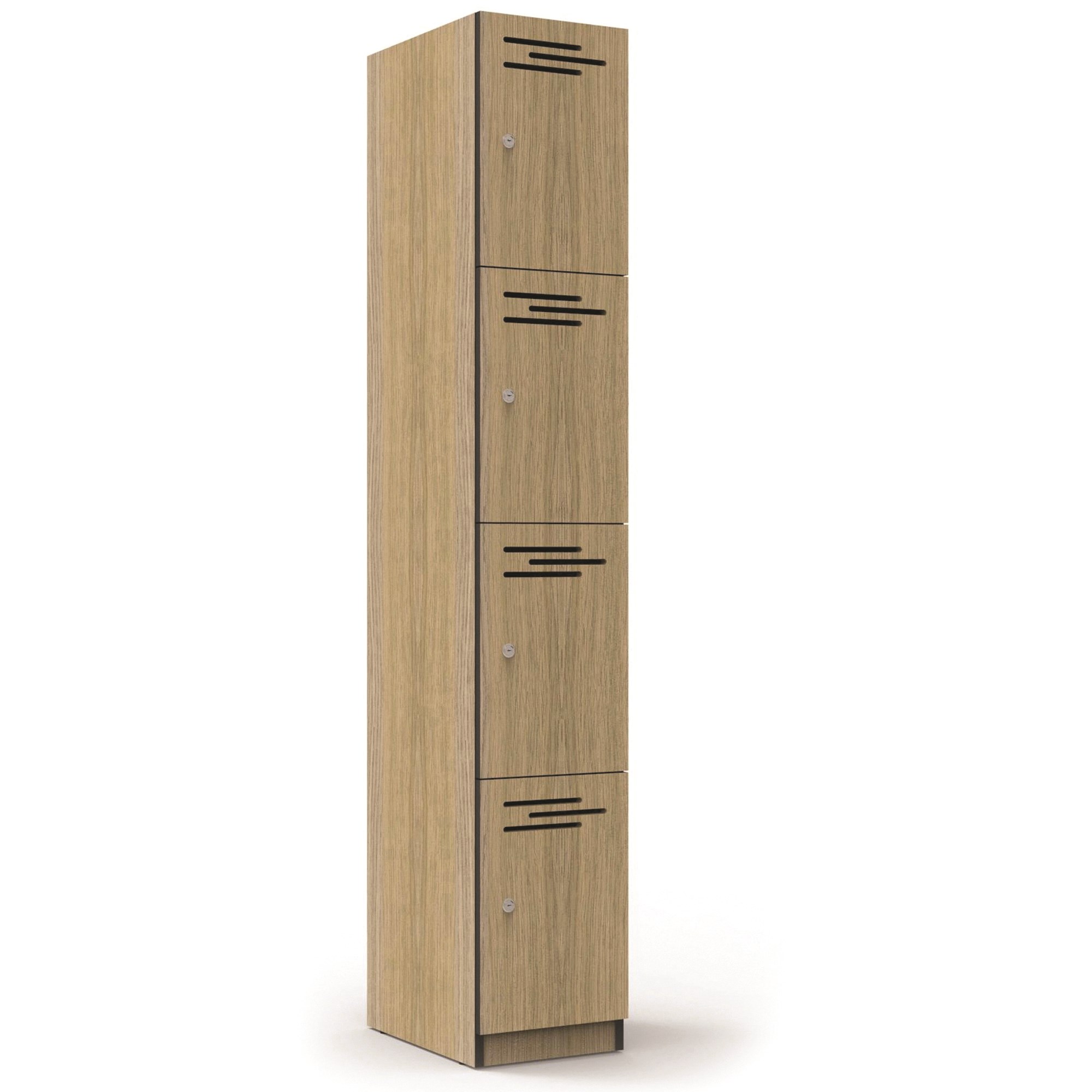 Rapidline Infinity Melamine 4 Door Locker 305Wx455Dx1850mmH  Oak with Black Edging
