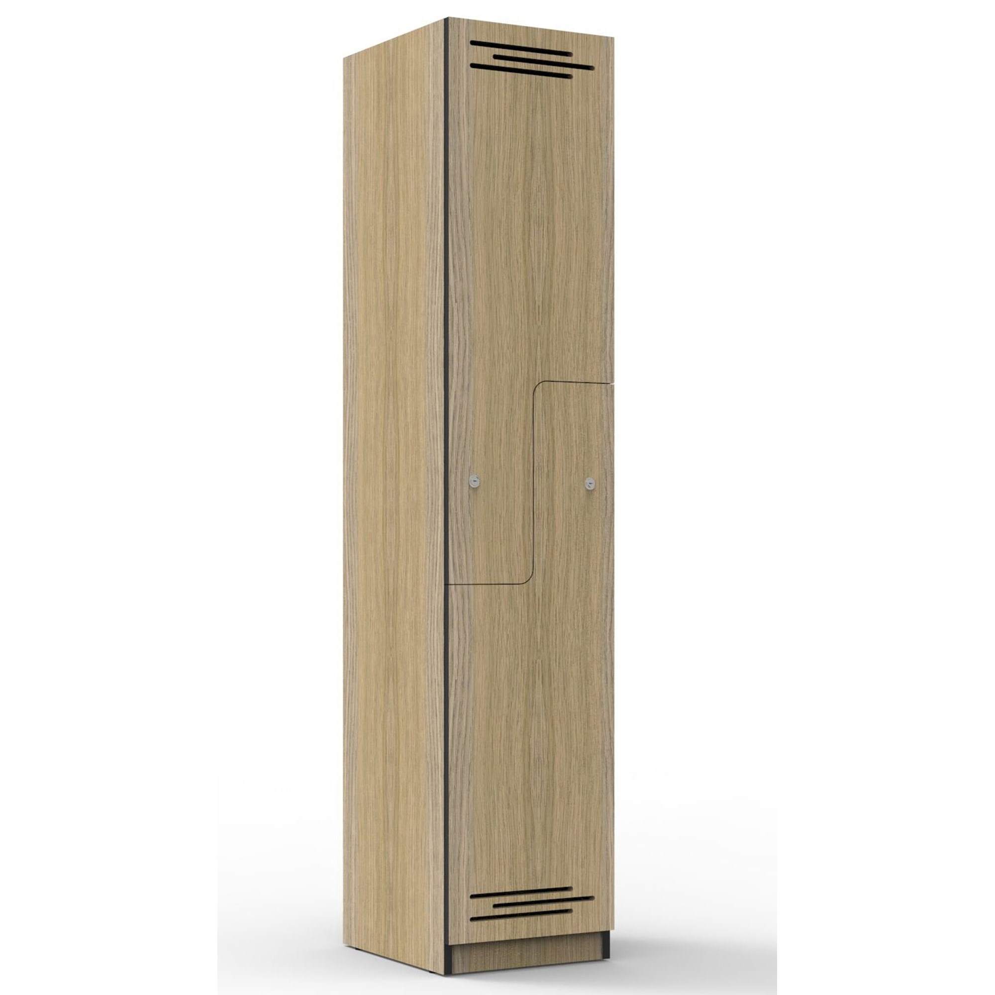 Rapidline Melamine Locker 2 Step Door 380W x 455D x 1850mmH Oak/Black Edging