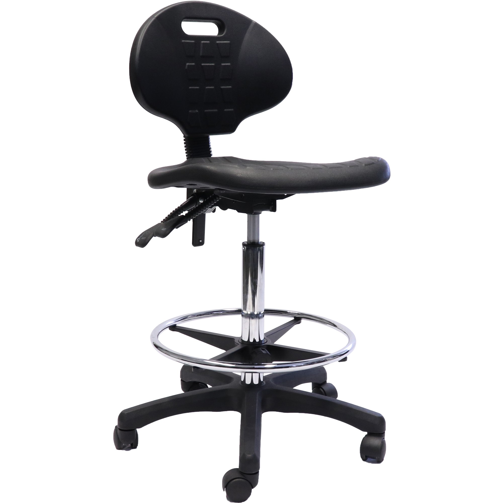 Rapidline Laboratory Drafting  Stool Moulded Polyurethane Height Adjustable Black