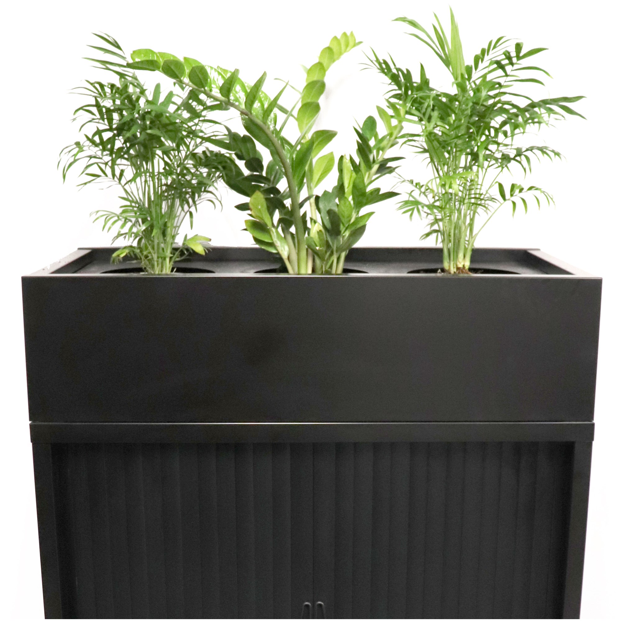 Rapidline Go Tambour Planter Box  900W x 473D x 230mmH Includes Drip Tray Black