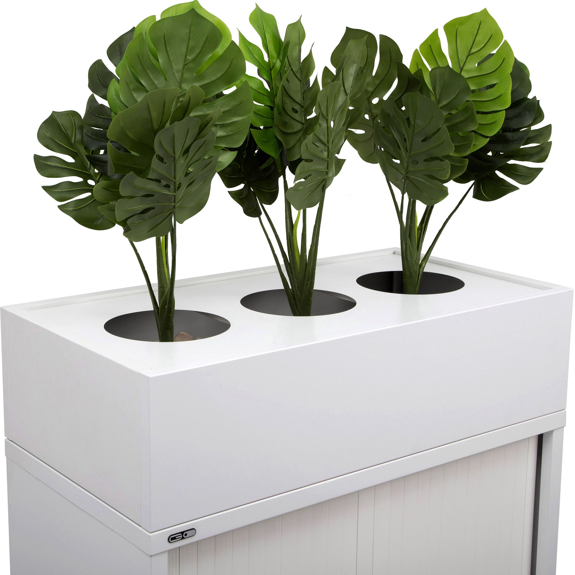 Rapidline Go Tambour Planter Box  900W x 473D x 230mmH Includes Drip Tray White