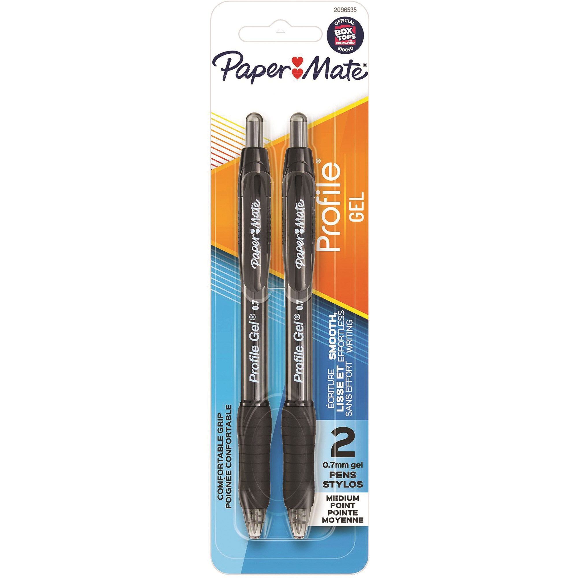 Papermate Profile Gel Pen Retractable 0.7mm Black Pack  of 2