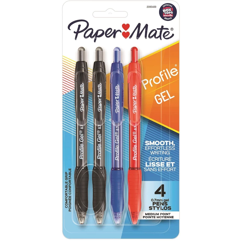 Papermate Profile Gel Pen Retractable 0.7mm Business Assorted Pack of 4