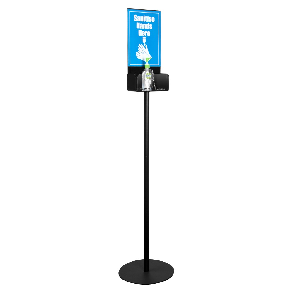 Deflecto Hand Sanitiser Stand Single Side Display A4 Black