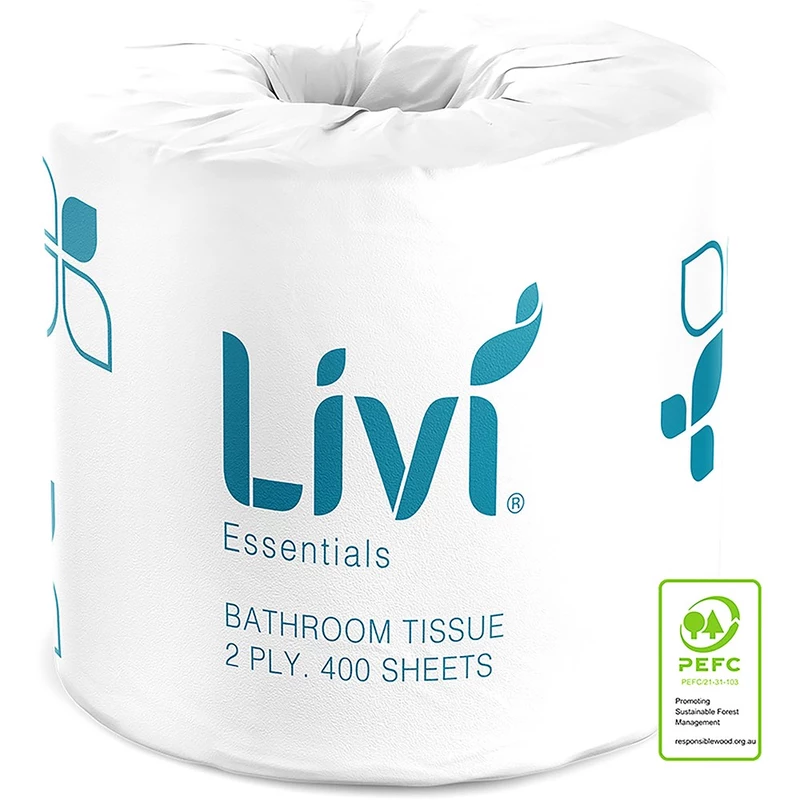 Livi Essentials Toilet Paper Rolls 2 Ply 400 Sheets Box  Of 48