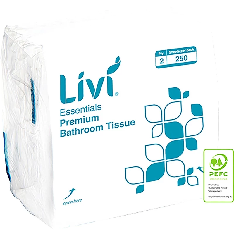 Livi Essentials Premium Toilet Tissue Interleaved 2 Ply 250 Sheets Box  Of 36