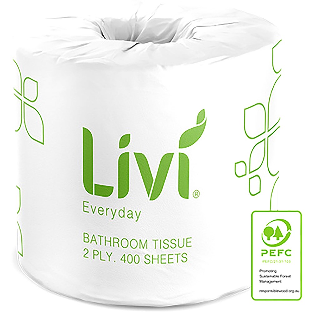 Livi Everyday Toilet Paper Rolls 2 Ply 400 Sheets Box Of 48