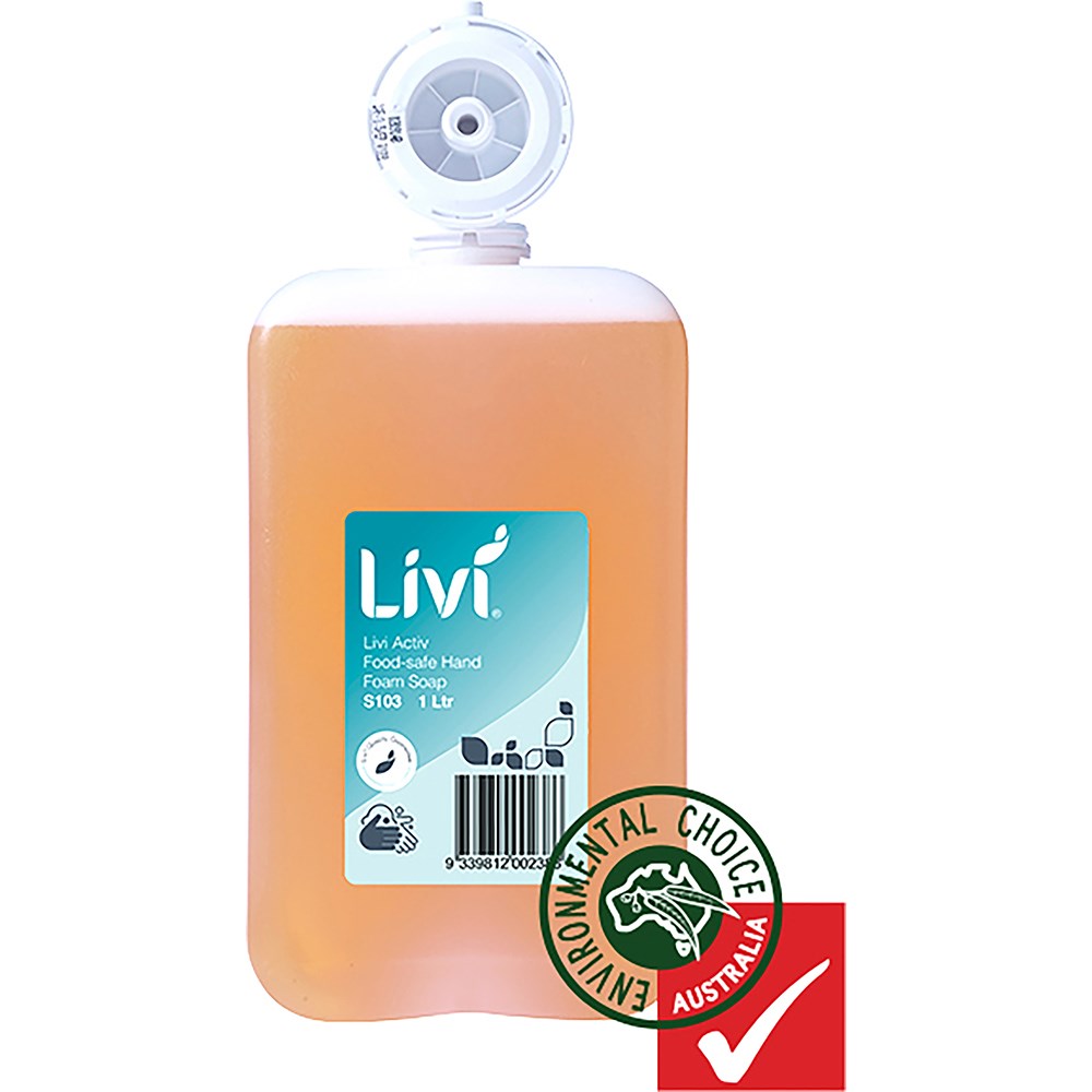 Livi Activ Food-Safe Foam Hand Soap 1 Litre Box  of 6