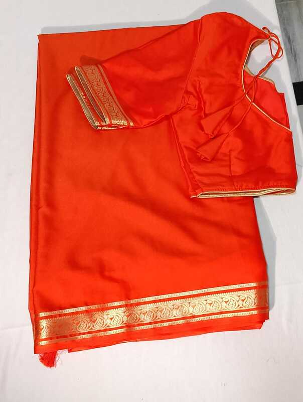 D69:Ready To Ship Beautiful Semi Mysore Silk Saree With Stitched Blouse