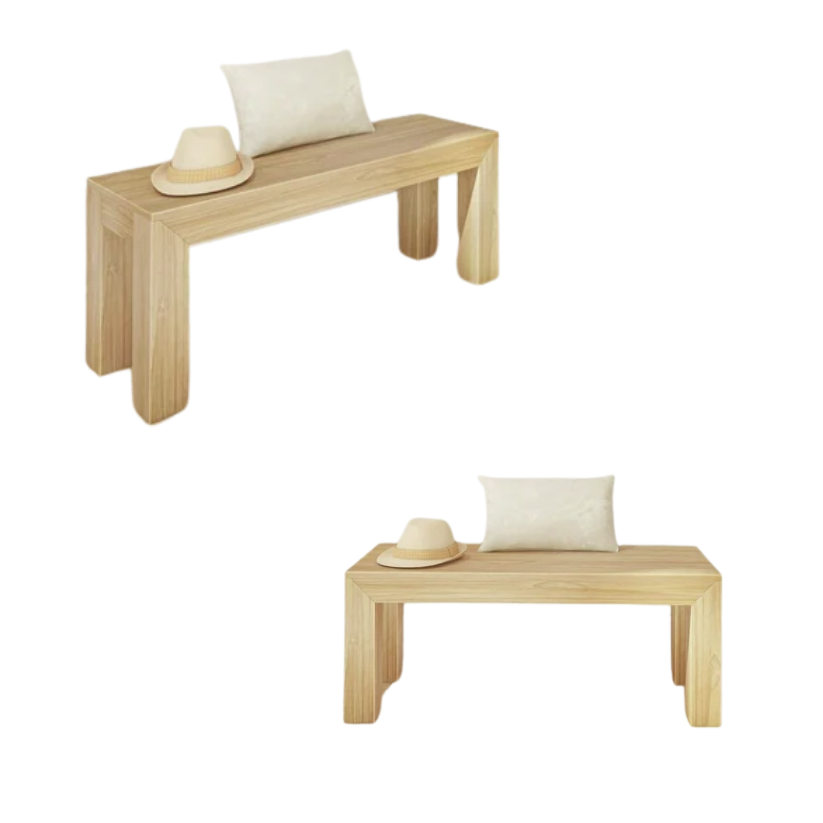 49-Inch Solid Wood Dining Bench – Blonde Wirebrush Finish, Modern Minimalist Design for Kitchen or Entryway