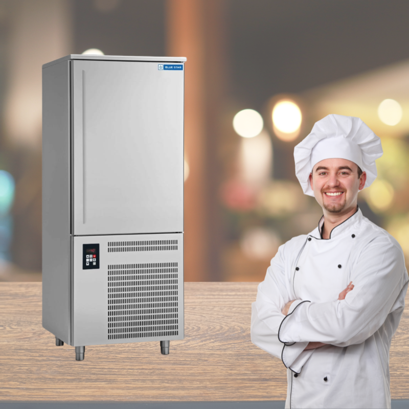 Blue Star 5 Pan Blast Freezer (BF10G) in a commercial kitchen setting.
