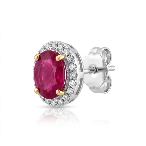 14K YG 1.20TW DI 0.10CT RB 1.10CT (OVALO RUBY ALREDEDOR DI)