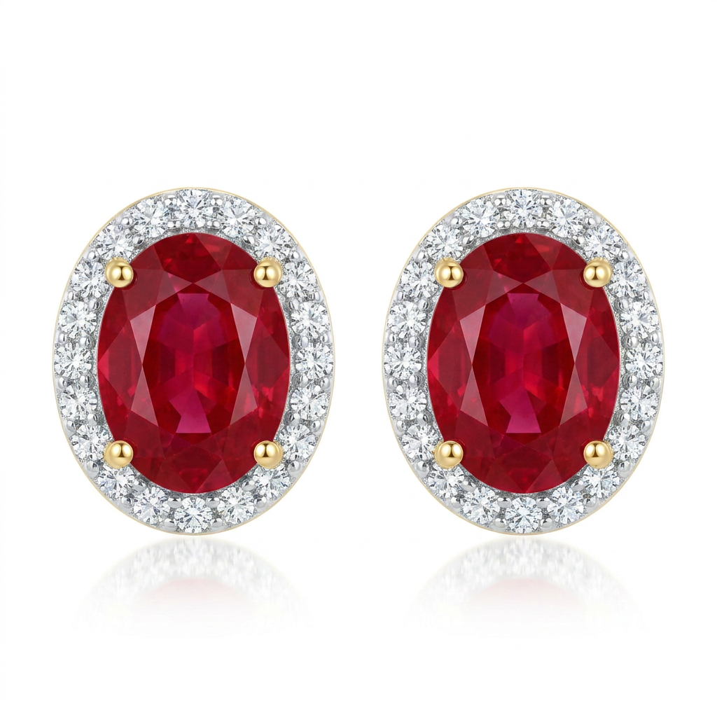 Aretes de Rubi con diamantes