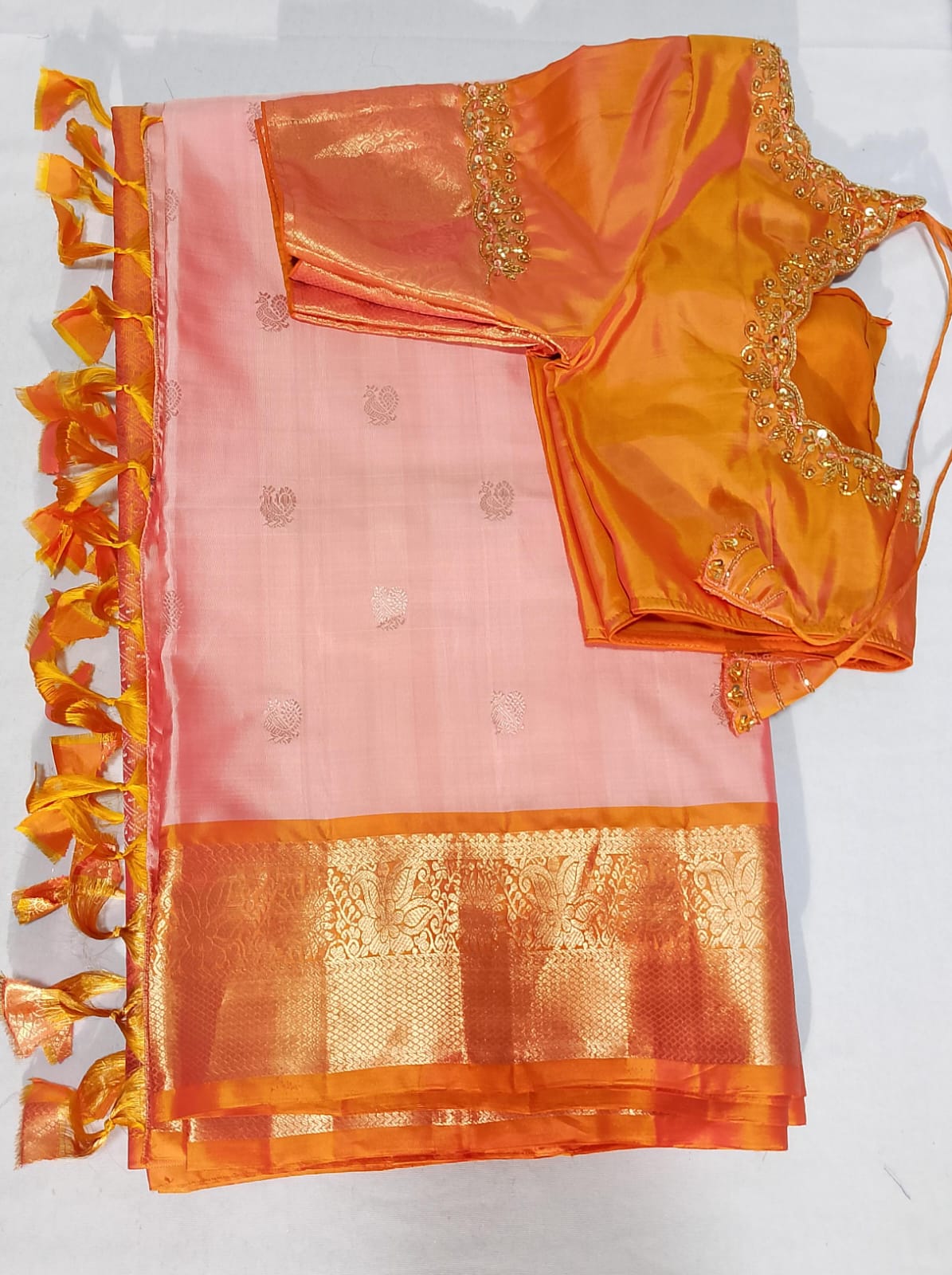 N31: Ready To Ship Beautiful Pure Kanchipattu Saree With Stitched Maggam Work Blouse