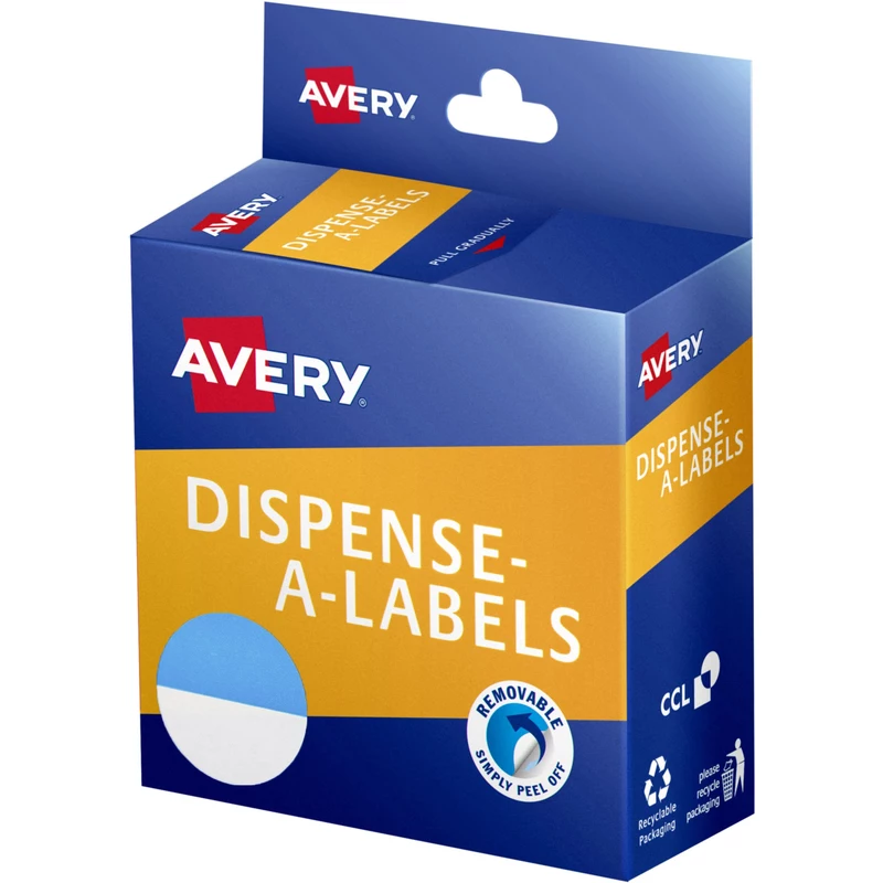 Avery Dispenser Labels 24mm Blue And White Dot Box  Of 300