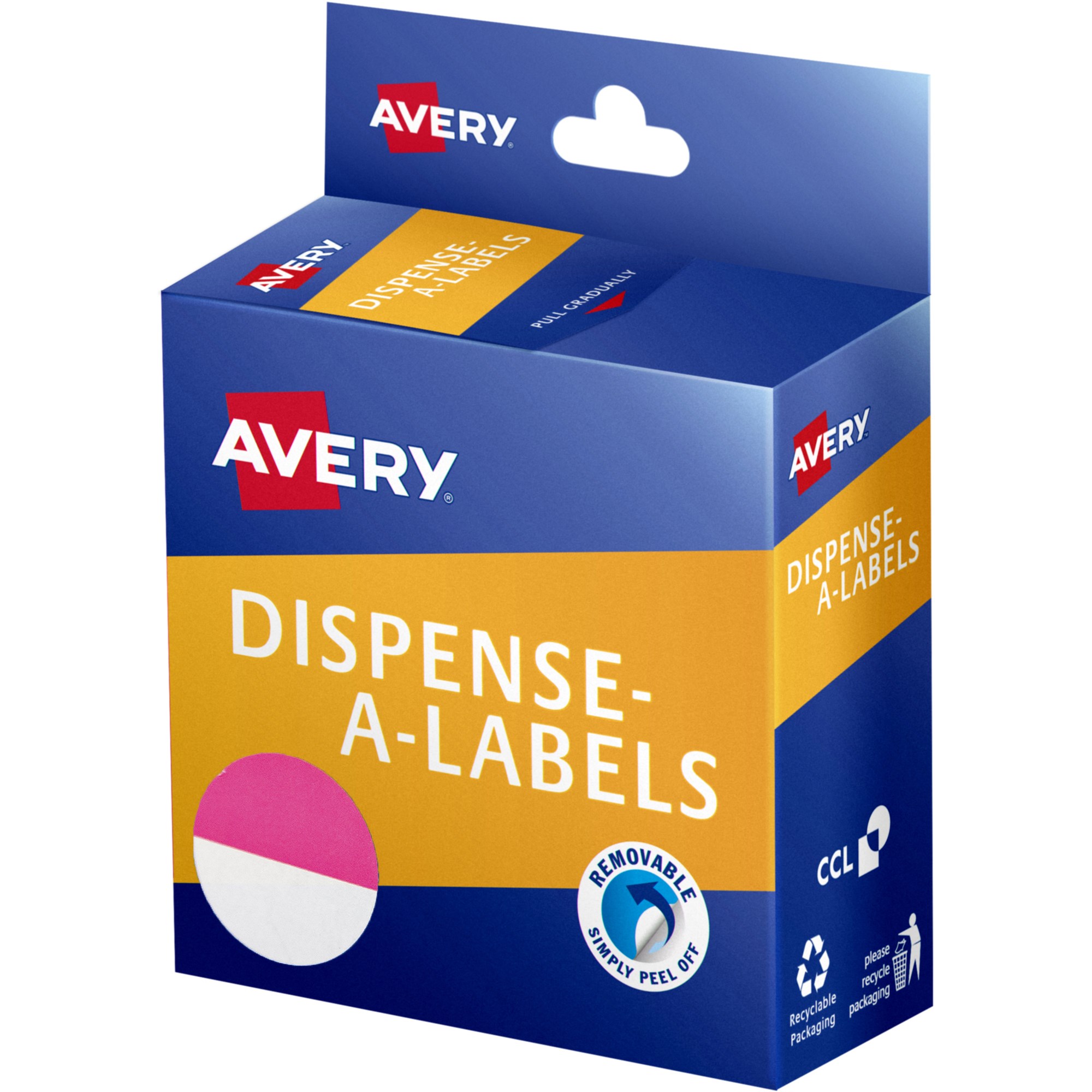 Avery Dispenser Labels 24mm Pink And White Dot Pack  Of 300