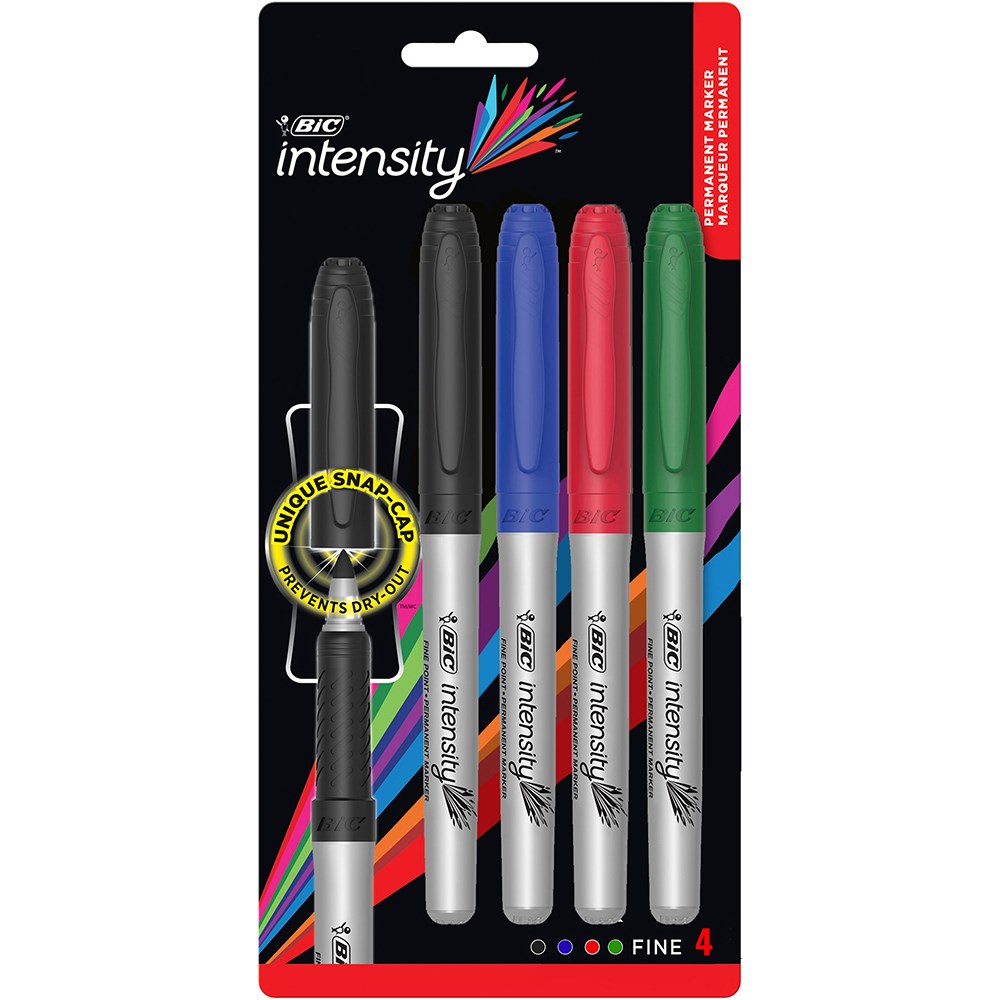 Bic Intensity Permanent Marker Fine Assorted Pack  of 4