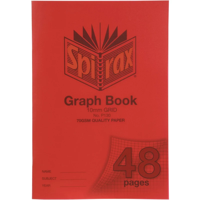 Spirax P130 Graph Book Poly Cover A4 48 Page 10mm Grid
