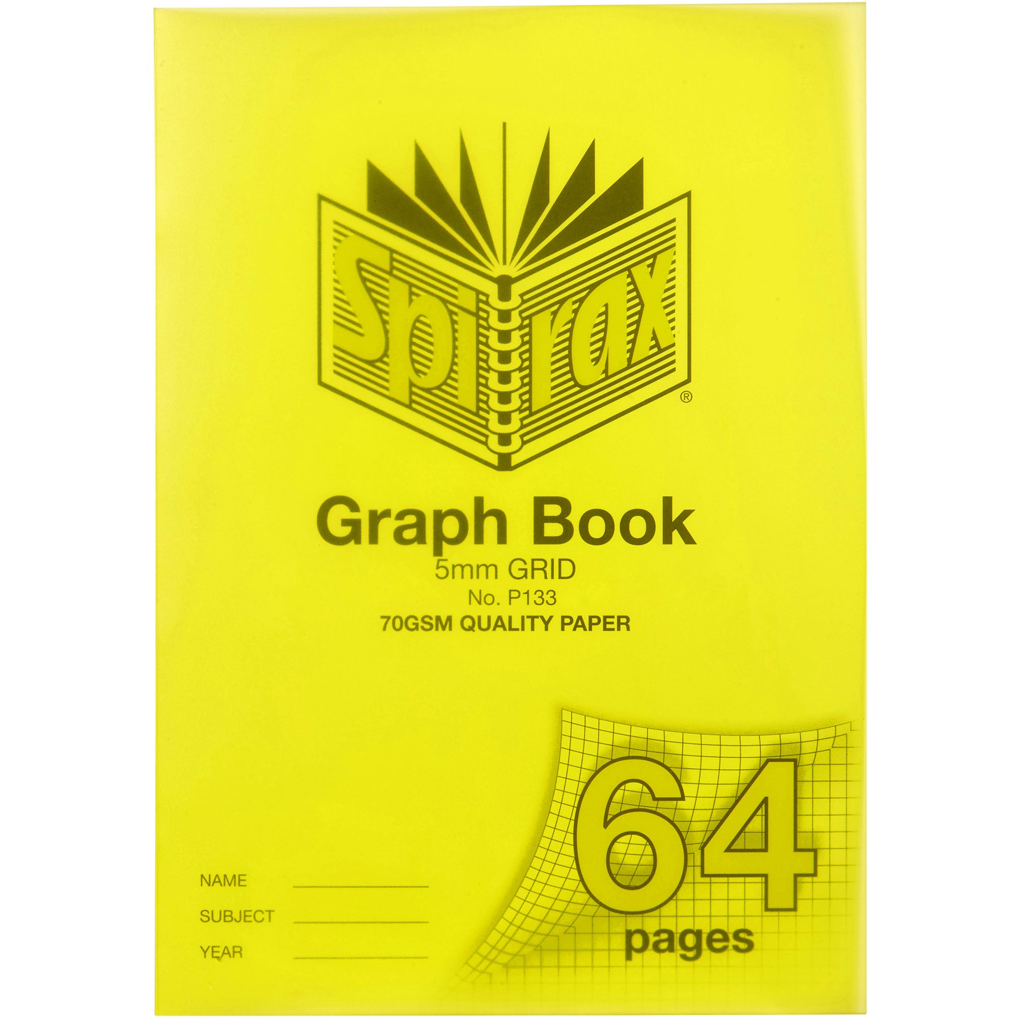 Spirax P133 Graph Book Poly Cover A4 64 Page 5mm Grid