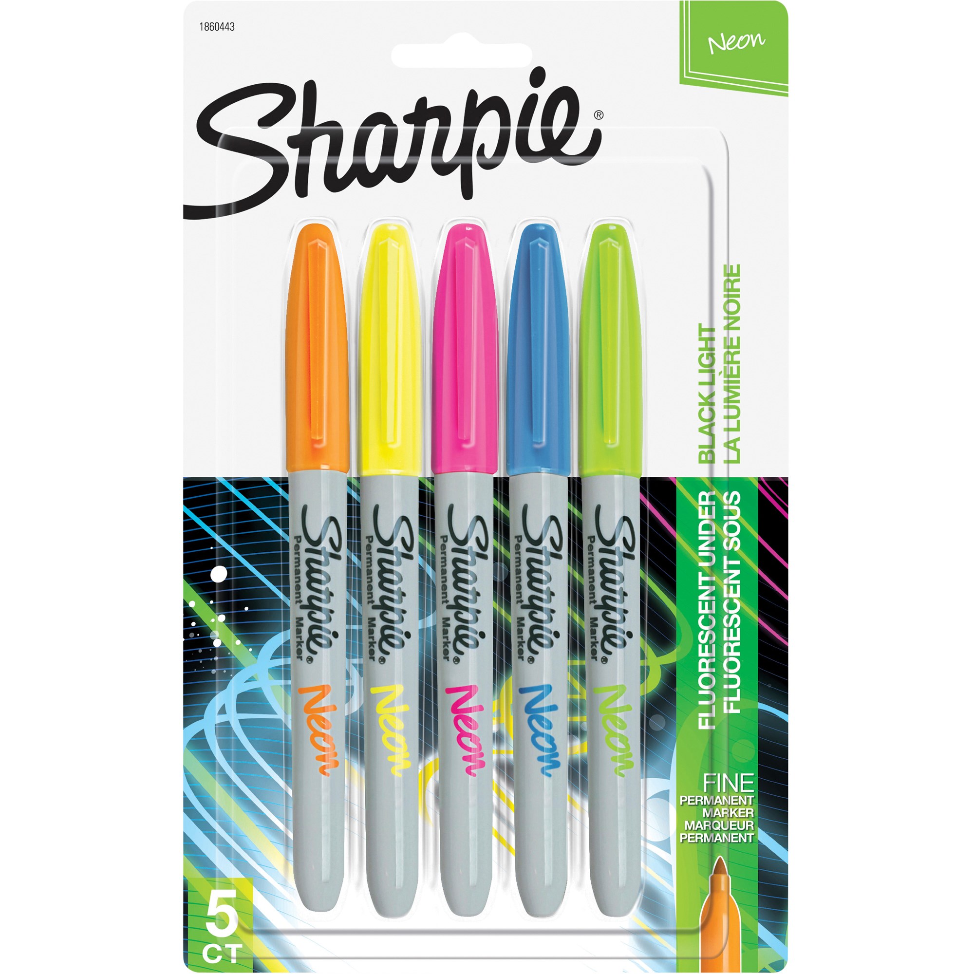 Sharpie Fine Point Marker Permanent 1.0mm Neon Assorted Pack  of 5