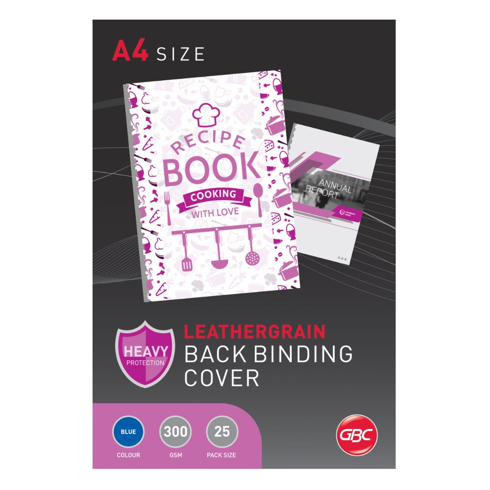 GBC Binding Cover A4 300gsm Leathergrain Pack  Of 25 Blue