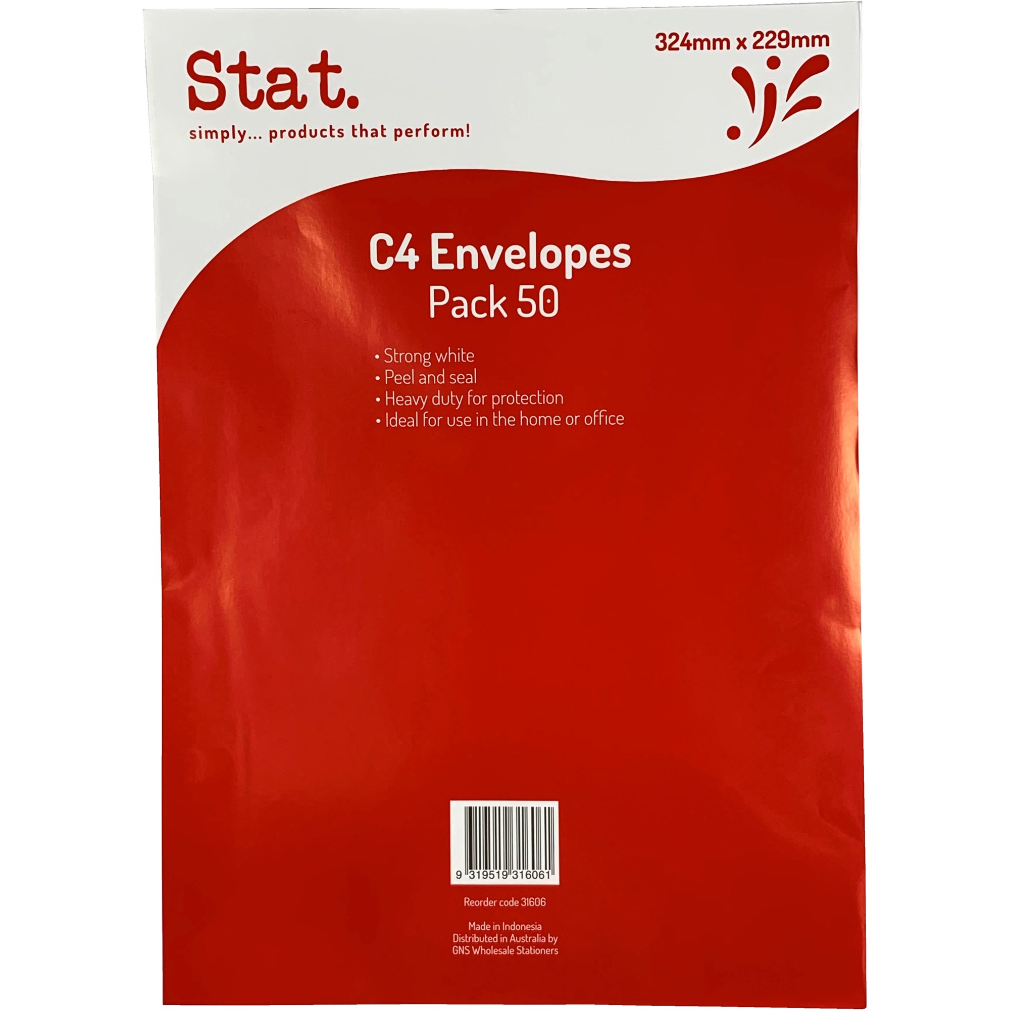 Stat Peel And Seal Envelope C4 Heavy Duty White Pack  of 50